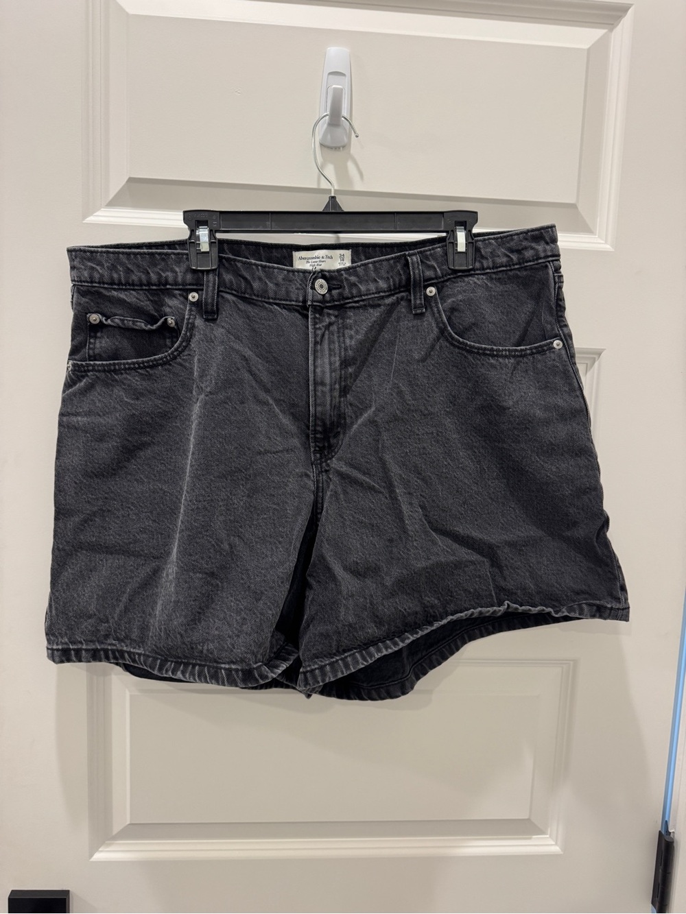 Abercrombie & Fitch Faded Black Denim Shorts- Loose Fit